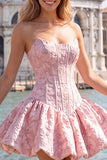 Robe de rentrée à la maison A-Line Jacquard Blu Corset Floral