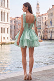 Robe de retour à la maison en palier mini perle Lilas Conte de Fées avec dentelle dans le dos