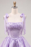 Robe de retour à la maison en palier mini perle Lilas Conte de Fées avec dentelle dans le dos