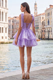 Robe de retour à la maison en palier mini perle Lilas Conte de Fées avec dentelle dans le dos
