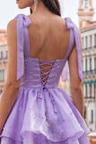 Robe de retour à la maison en palier mini perle Lilas Conte de Fées avec dentelle dans le dos