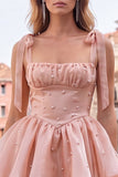 Robe de retour à la maison en palier mini perle Lilas Conte de Fées avec dentelle dans le dos