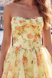 Robe de fin d’année rose rose en chiffon floral en mousseline A-Line avec dentelle dans le dos
