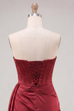 Corset Bordeaux moulant Sweetheart Froigné Dentelle à franges Back Homecoming Robe