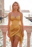 Corset Bordeaux moulant Sweetheart Froigné Dentelle à franges Back Homecoming Robe