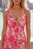 Robe courte de rentrée à la maison bleu clair Bodycon bretelles fines florales avec perles