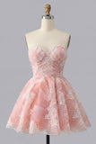 Robe courte de rentrée à la maison bleue bleue A-Line Sweetheart Flower, perle à la maison, avec dentelle dans le dos