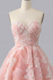 Robe courte de rentrée à la maison bleue bleue A-Line Sweetheart Flower, perle à la maison, avec dentelle dans le dos