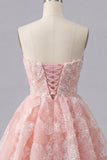 Robe courte de rentrée à la maison bleue bleue A-Line Sweetheart Flower, perle à la maison, avec dentelle dans le dos