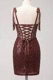 Corset transparent scintillant, sequins bodycon, lacets dans le dos, bretelles à ruban, robe de rentrée à la maison avec fente