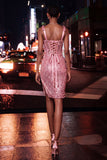 Corset transparent scintillant, sequins bodycon, lacets dans le dos, bretelles à ruban, robe de rentrée à la maison avec fente