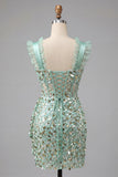 Robe de fin d’année Champagne Bodycon Corset transparent Corset à volants et fronçés