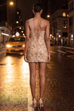 Corset bodycon vert, une épaule lacée remontée dans le dos, paillettes Robe de rentrée avec ceinture