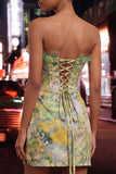 Corset vert à volants froissés, corset moulant lacet froncé Dos de la rentrée robe de la rentrée