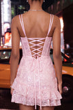 Corset bodycon bleu clair, paillettes à l’arrière robe de rentrée avec volants