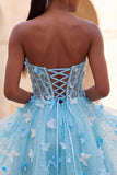 Robe de rentrée à la maison en corset transparent lilas A-line avec appliques, corset transparent et dentelle dans le dos