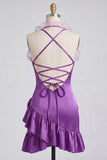 Robe de bal de fin d’année à volants en satin en satin mouillée en Bodycon, col moulant, robe de bal et fleurs 3D