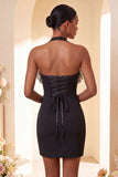 Robe de fin d’année Bodycon Bodycon Body Neck, col nu, lacets et volants