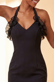 Robe de fin d’année Bodycon Bodycon Body Neck, col nu, lacets et volants