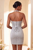 Robe de fin d’année Bodycon Bodycon Body Neck, col nu, lacets et volants