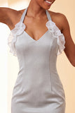 Robe de fin d’année Bodycon Bodycon Body Neck, col nu, lacets et volants