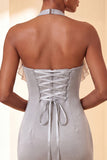 Robe de fin d’année Bodycon Bodycon Body Neck, col nu, lacets et volants