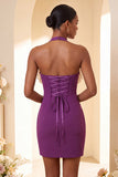 Robe de fin d’année Bodycon Bodycon Body Neck, col nu, lacets et volants