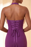 Robe de fin d’année Bodycon Bodycon Body Neck, col nu, lacets et volants