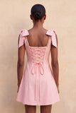 Robe de bal de la rentrée jaune clair à bretelles à perles et dentelle dans le dos