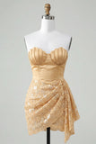 Robe de bal jaune clair bodycon Sweetheart Feins froncés Lacet arrière avec une écharpe