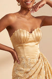 Robe de bal jaune clair bodycon Sweetheart Feins froncés Lacet arrière avec une écharpe