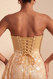 Robe de bal jaune clair bodycon Sweetheart Feins froncés Lacet arrière avec une écharpe