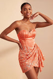 Robe de bal jaune clair bodycon Sweetheart Feins froncés Lacet arrière avec une écharpe