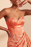 Robe de bal jaune clair bodycon Sweetheart Feins froncés Lacet arrière avec une écharpe