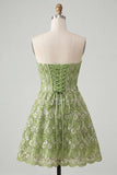 Robe de rentrée A-Line Corset vert Sweetheart Corset Sequins avec dentelle dans le dos