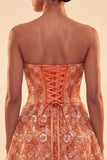 Robe de rentrée A-Line Corset vert Sweetheart Corset Sequins avec dentelle dans le dos
