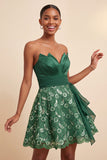 Robe de fin de bal bleu A-Line Sweetheart Shorts Back Back Homecoming avec ceinture