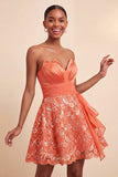 Robe de fin de bal bleu A-Line Sweetheart Shorts Back Back Homecoming avec ceinture