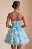 Corset noir à col nu en ligne A, lacet remonté dans le dos, robe courte de rentrée à la maison avec papillon