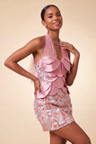 Robe courte de rentrée à col lilas avec paillettes bodycon, rentrée à la maison avec dentelle dans le dos