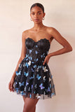 Robe de bal à la maison Blush Sweetheart Lightheart A-Line transparente Corset Papillon avec dentelle dans le dos