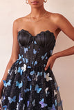 Robe de bal à la maison Blush Sweetheart Lightheart A-Line transparente Corset Papillon avec dentelle dans le dos
