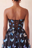 Robe de bal à la maison Blush Sweetheart Lightheart A-Line transparente Corset Papillon avec dentelle dans le dos