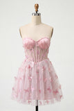 Robe de bal à la maison Blush Sweetheart Lightheart A-Line transparente Corset Papillon avec dentelle dans le dos