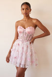 Robe de bal à la maison Blush Sweetheart Lightheart A-Line transparente Corset Papillon avec dentelle dans le dos