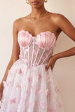 Robe de bal à la maison Blush Sweetheart Lightheart A-Line transparente Corset Papillon avec dentelle dans le dos