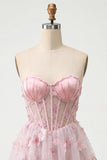Robe de bal à la maison Blush Sweetheart Lightheart A-Line transparente Corset Papillon avec dentelle dans le dos