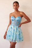 Robe de bal à la maison Blush Sweetheart Lightheart A-Line transparente Corset Papillon avec dentelle dans le dos