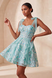 Corset rose ligne A Sangles nœuds Sequins à volants Robe de retour à la maison avec dentelle dans le dos