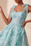 Corset rose ligne A Sangles nœuds Sequins à volants Robe de retour à la maison avec dentelle dans le dos